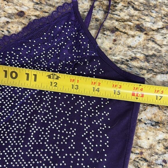 ViColo Northland Spaghetti Straps Lace Trim V-neck Cami Top In Purple Size M/L - Picture 6 of 7